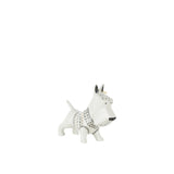 Figurine chien en céramique noir et blanc de J-Line, vue de face