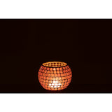 Bougeoir J-Line Mosaic Round en verre violet, ambiance cosy