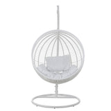 Chaise suspendue J-Line ronde en acier blanc vue de face