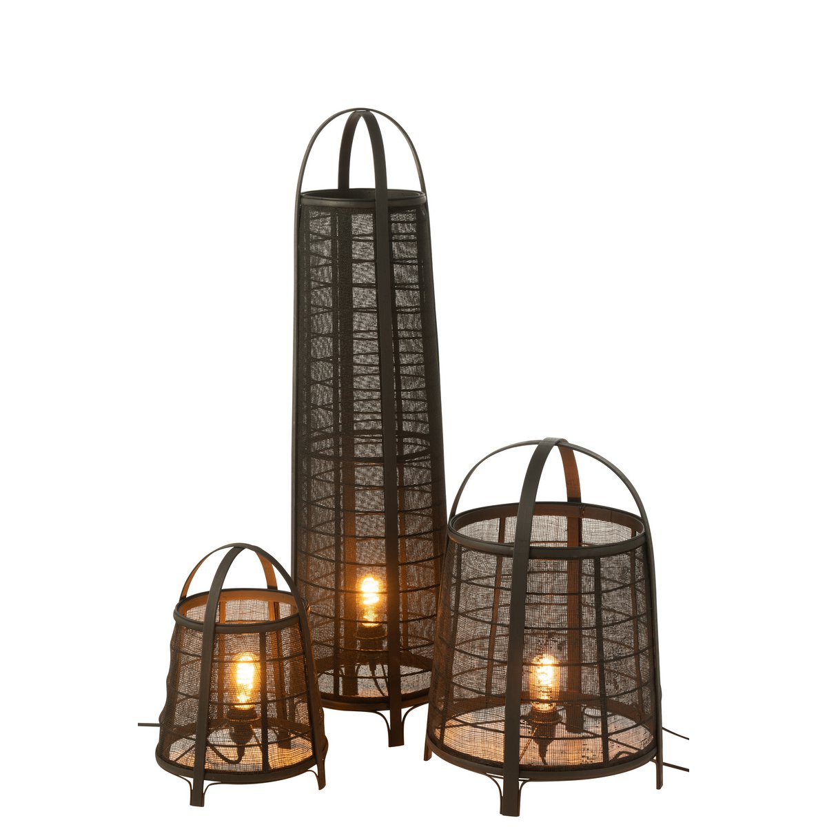 Lampe Don en Coton et Bambou Noir - Vue latérale