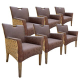 Chaise de chaise en rotin ensemble 6 pièces rembourrées avec des accoudoirs darwin salle à manger rembourrée optique en cuir tapissé