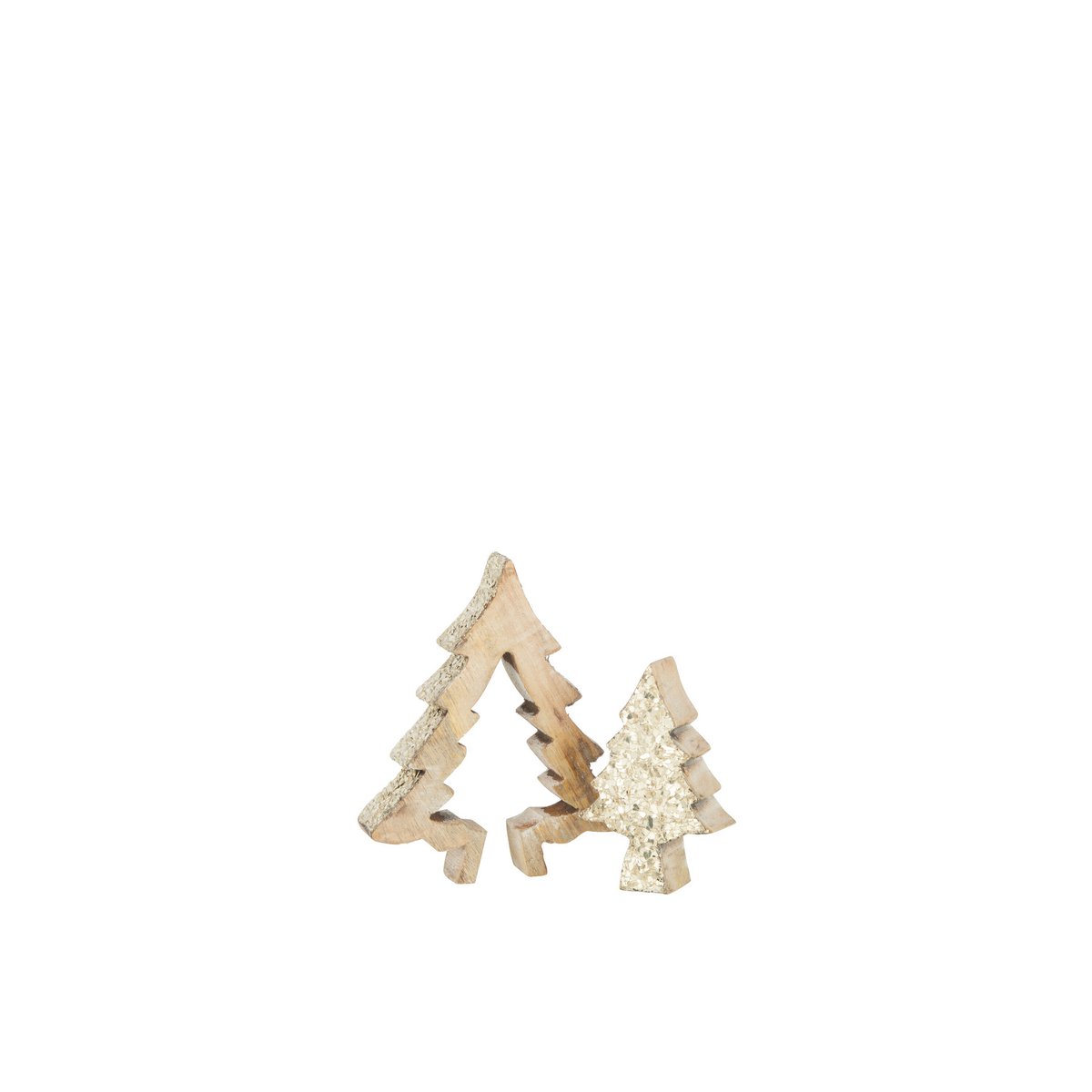 Puzzle Sapin de Noël J-Line en bois avec paillettes dorées, décoration élégante.
