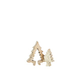 Puzzle Sapin de Noël J-Line en bois avec paillettes dorées, décoration élégante.