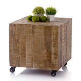 Table basse carrée 45 x 45 x 45 cm table d'appoint table à fleurs manguier durable bois de récupération