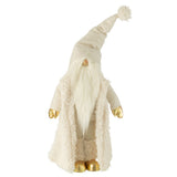 Gnome J-Line en textile crème et or, vue de face, élégant et festif.