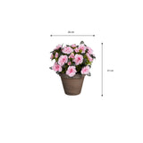Plante artificielle Azalée Rose avec pétales détaillés et pot en terre cuite