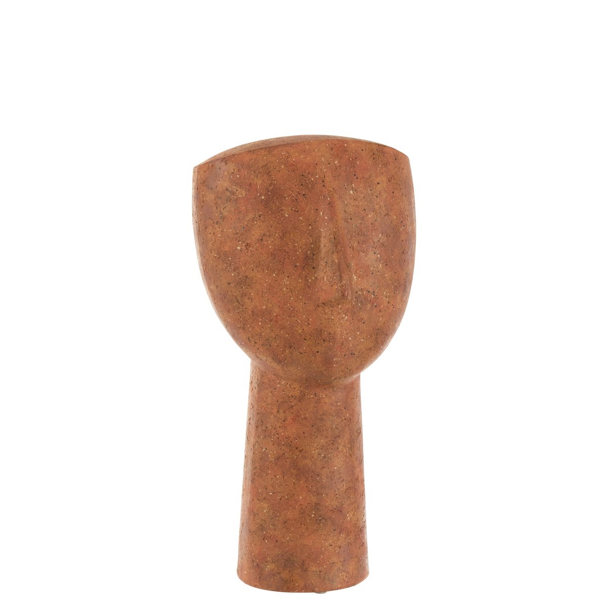 Figurine Léo Poly en terre cuite, vue de face, couleur orange vibrante