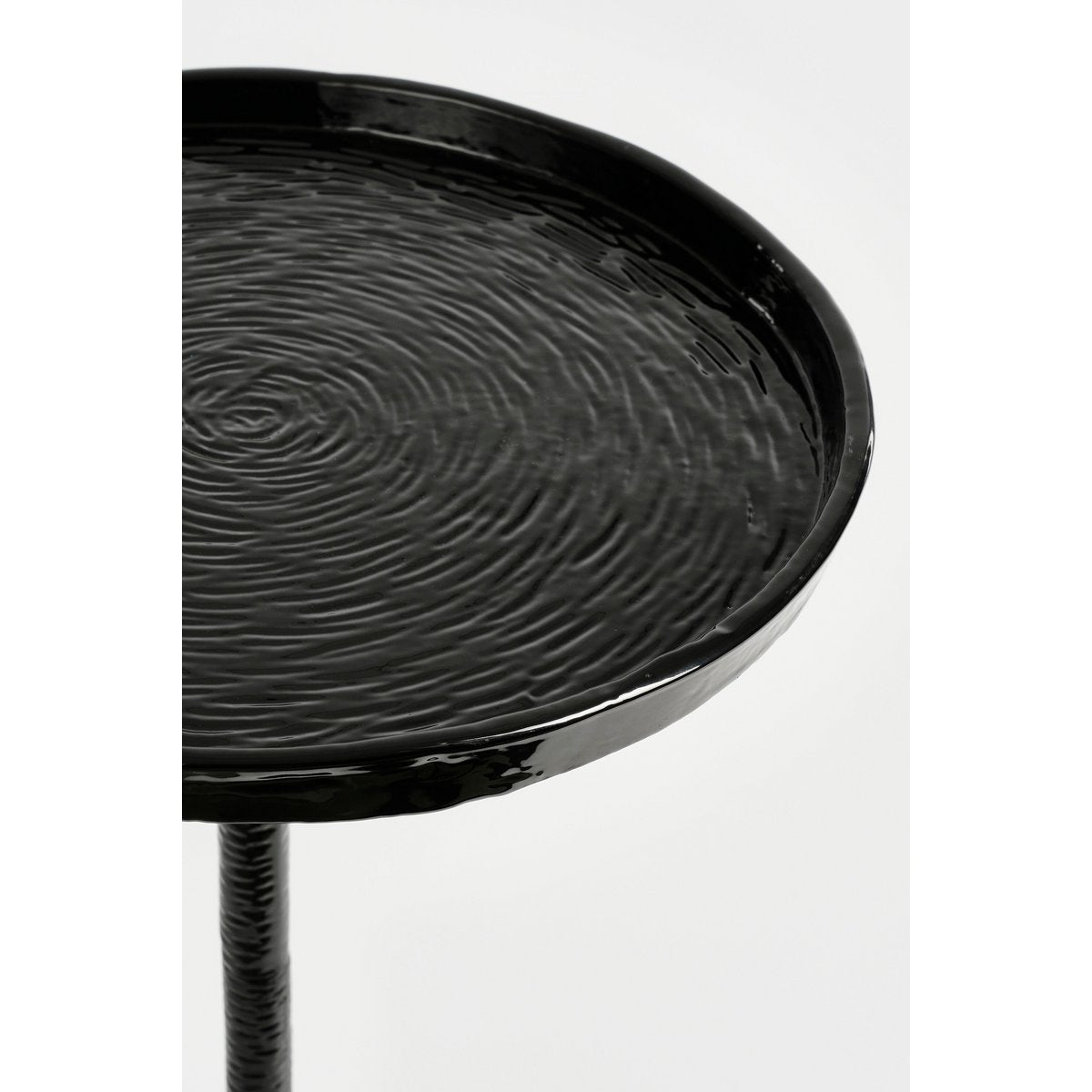 Table d'appoint Colin Noir avec plateau rond et col étroit