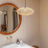 Roard-Lampadade - Boho Pendant Light - Plafond naturel - lampe en forme de disque - Light plafond plat à la main (Ø Ø 40 cm) Arana