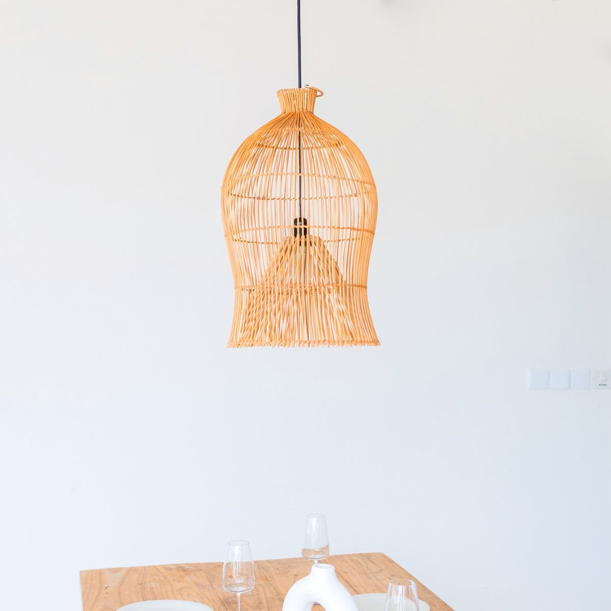 Abat-jour en rotin – Suspension Boho – Plafonnier Suspendu – Plafonnier Boho MAHARA (Ø35 cm)