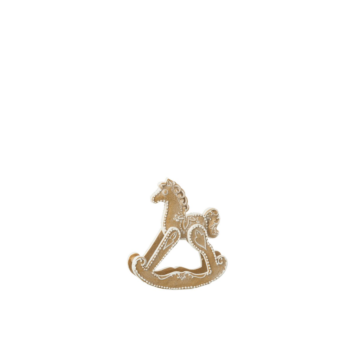 Cheval à Bascule Pain d'Épices J-Line en polyrésine beige et blanc, décoration élégante
