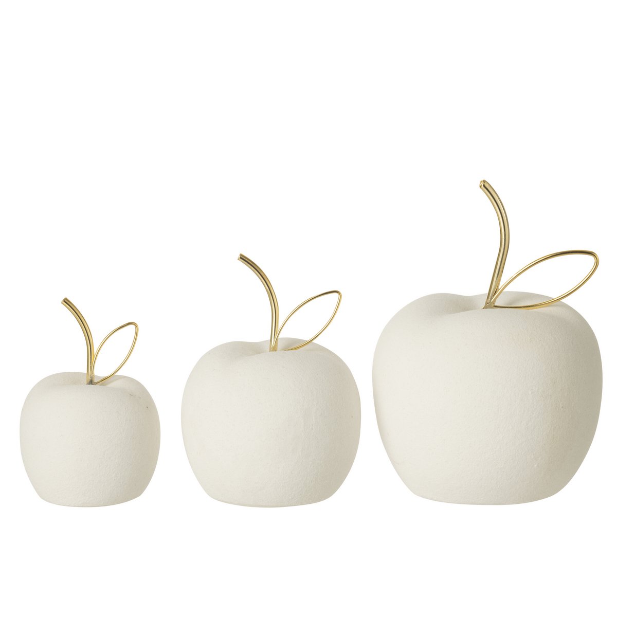 Décoration Pomme J-Line en porcelaine blanche et dorée - vue 1