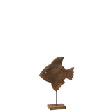 Décoration poisson en bois et métal J-Line, marron et noir, design élégant