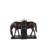 J-Line serre-livres Cheval - polyrésine - marron foncé - lot de 2