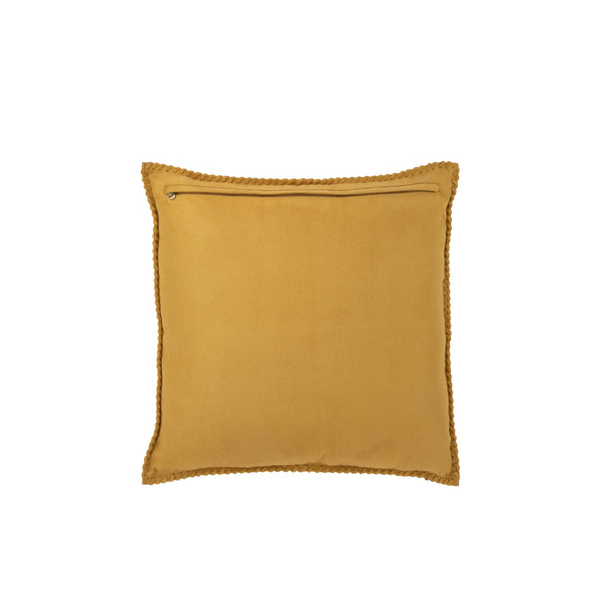 Coussin J-Line Middle Line en cuir moutarde, détail du cuir