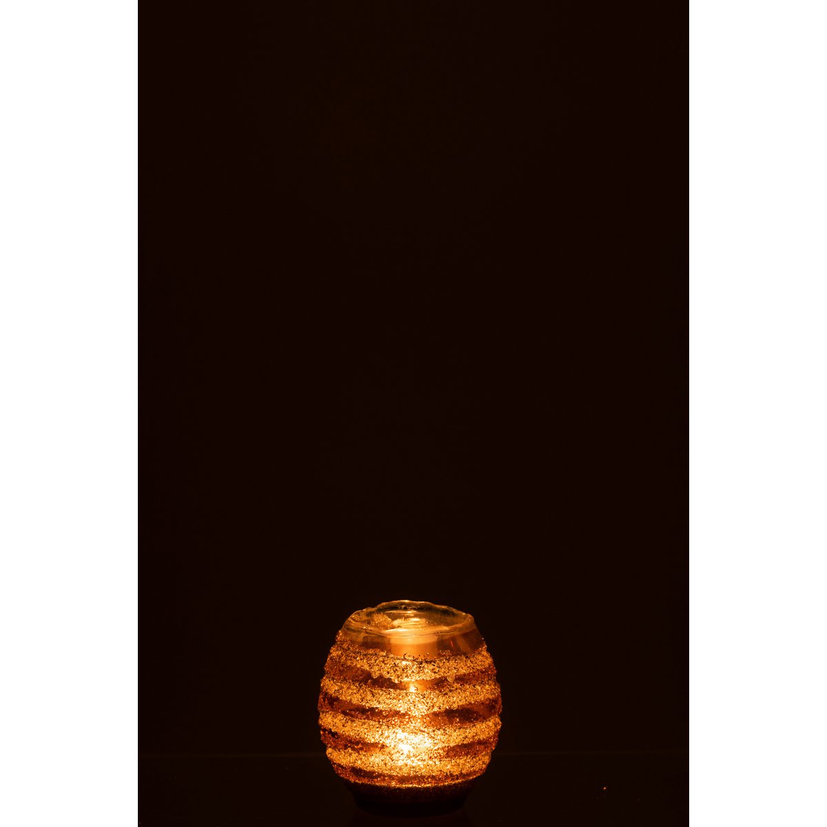 Détail de la lanterne J-Line Stripe Round, finition en verre marron