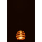 Détail de la lanterne J-Line Stripe Round, finition en verre marron