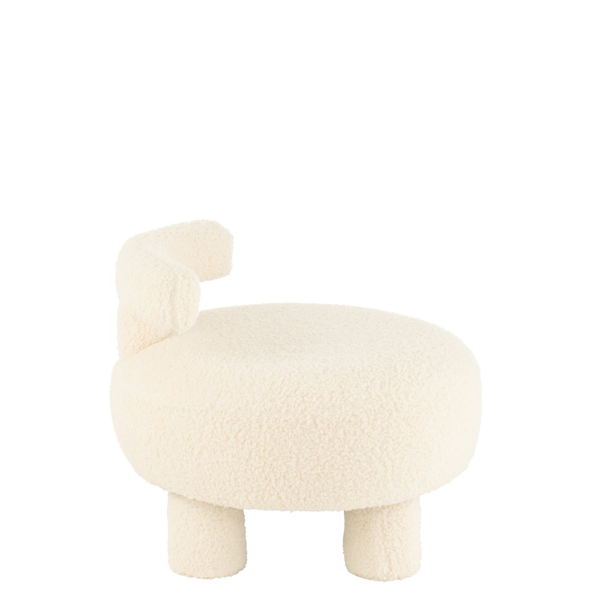 Détail du tissu bouclé du tabouret J-Line - velours blanc