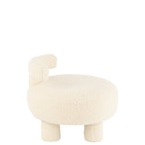 Détail du tissu bouclé du tabouret J-Line - velours blanc
