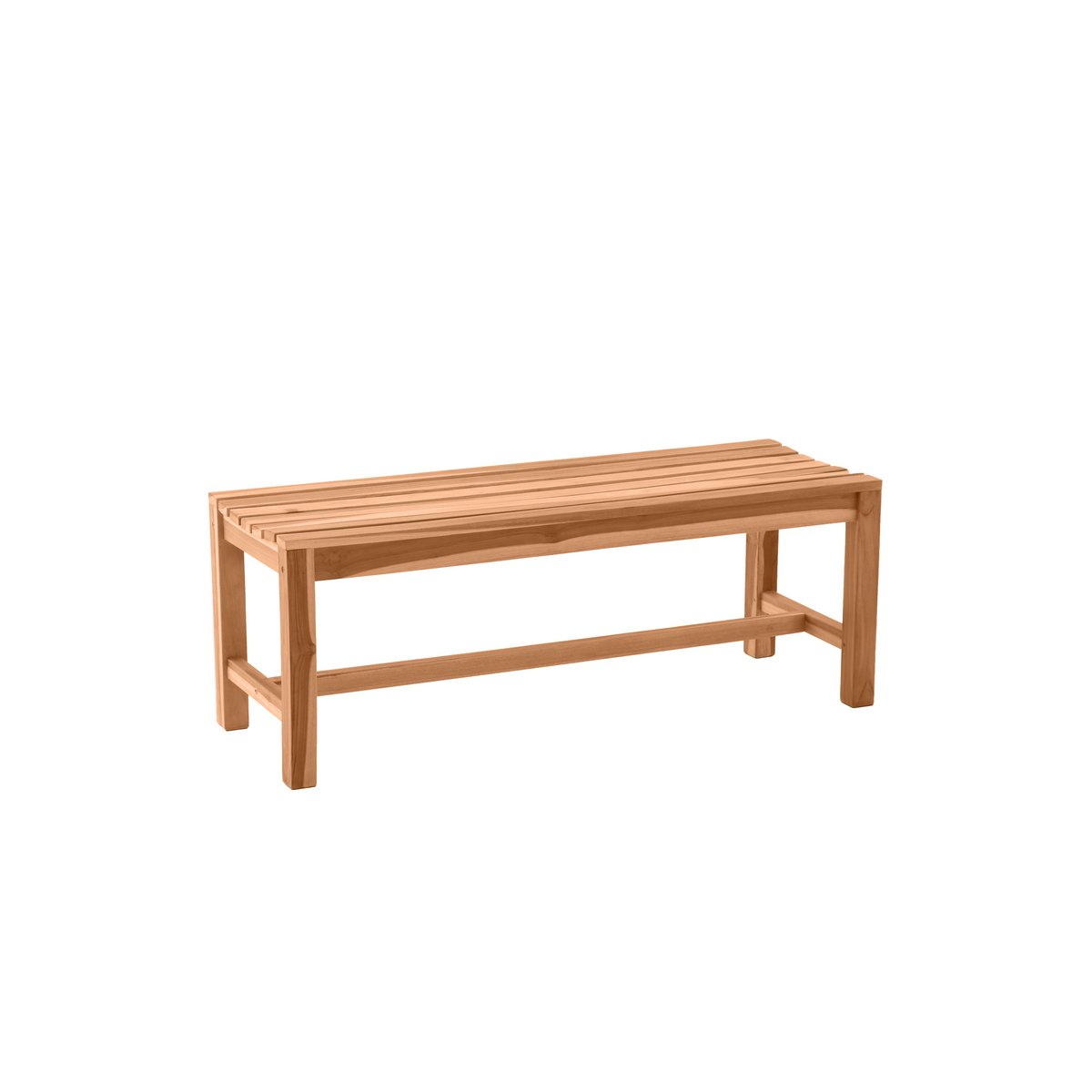 Banc de jardin en teck 120 cm avec lattes alignées