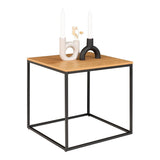 Table d'appoint Vita en aspect chêne et métal noir, vue de face