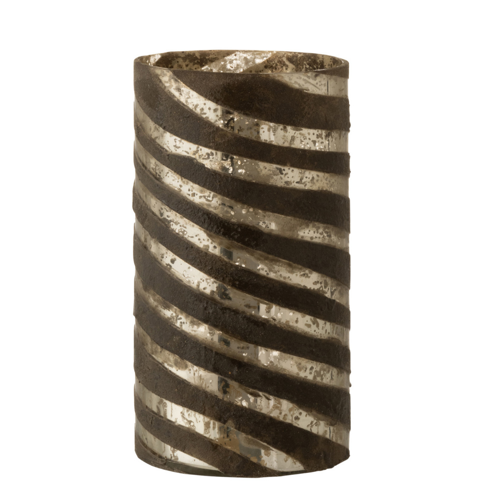 Vase J-Stripes Round en verre argenté - vue avant