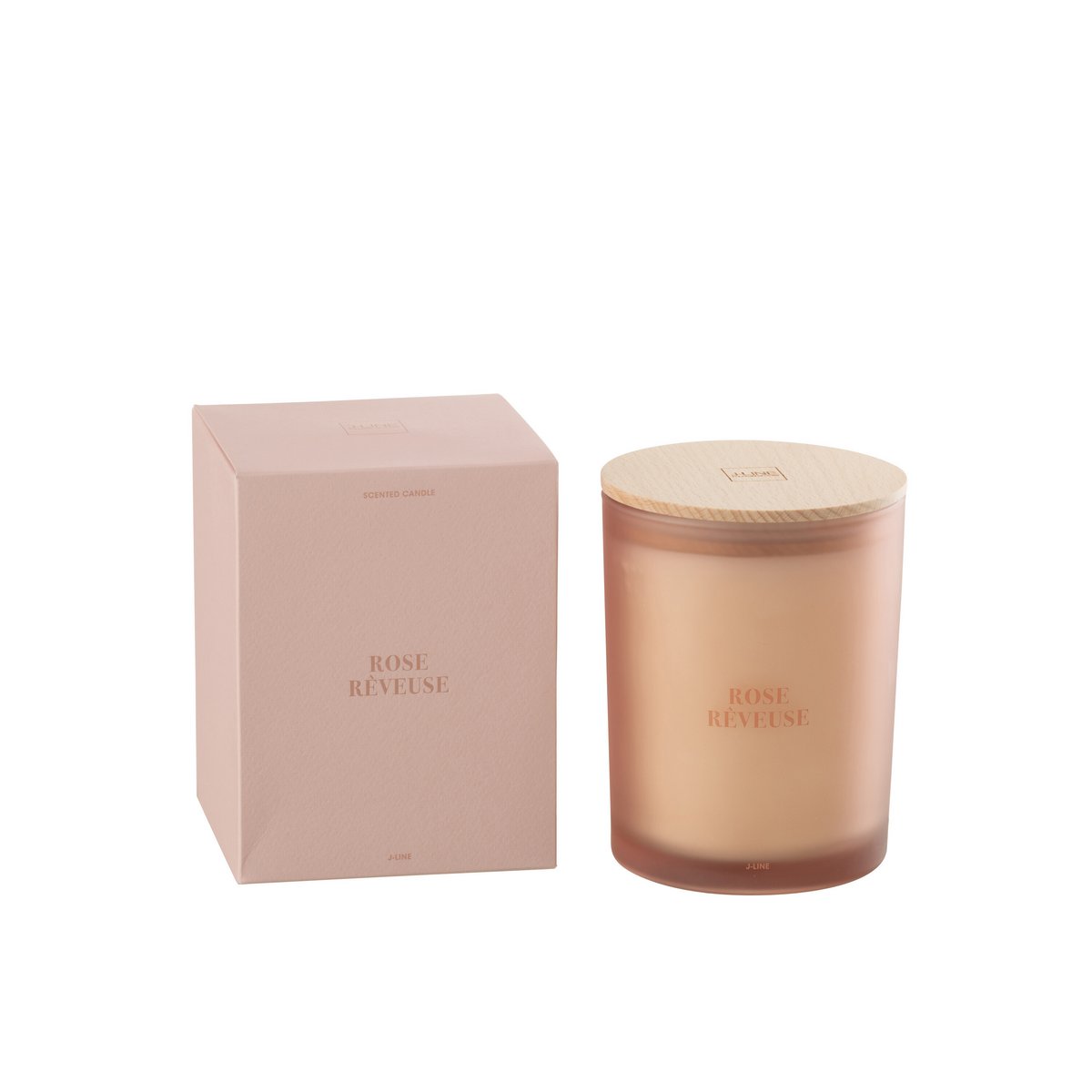 Bougie J-Line Rose Rêveuse avec cire rose et design élégant