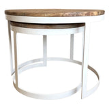 Table basse set de 2 table d'appoint table de salon ronde Austin structure métal argent antique ou noir