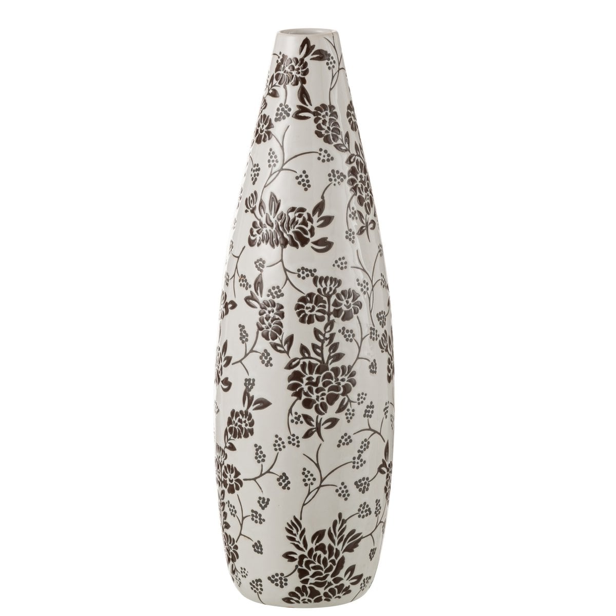 Vase Zen J-Line en porcelaine blanc et noir, 53 cm de haut