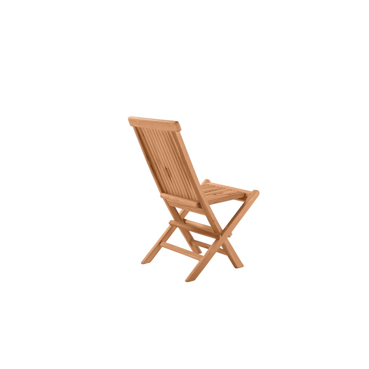 Chaises pliées en teck, détail du bois