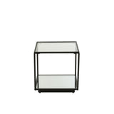 Table basse J-Line en métal noir avec plateau en verre transparent