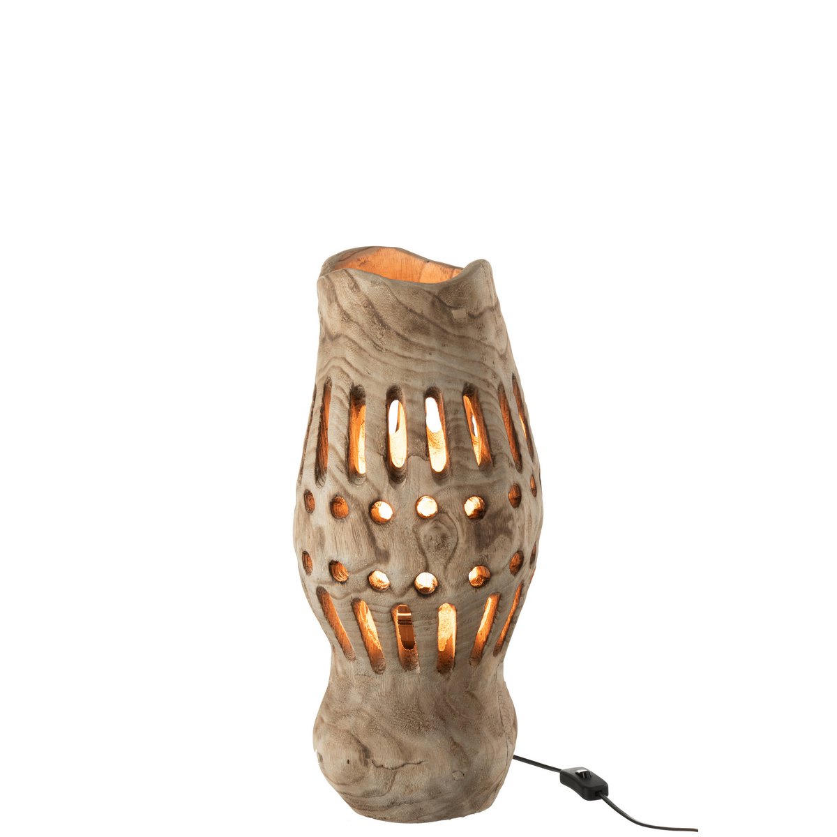 Lampe de table J-Line Valerie en bois naturel, vue de face