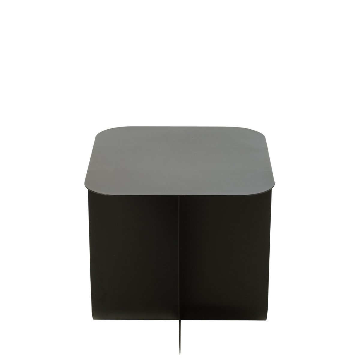 Table d'Appoint J-Line Carrée en Métal Noir avec des accessoires de décoration