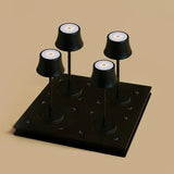 Lot de 4 lampes de table rechargeables noires avec station de recharge