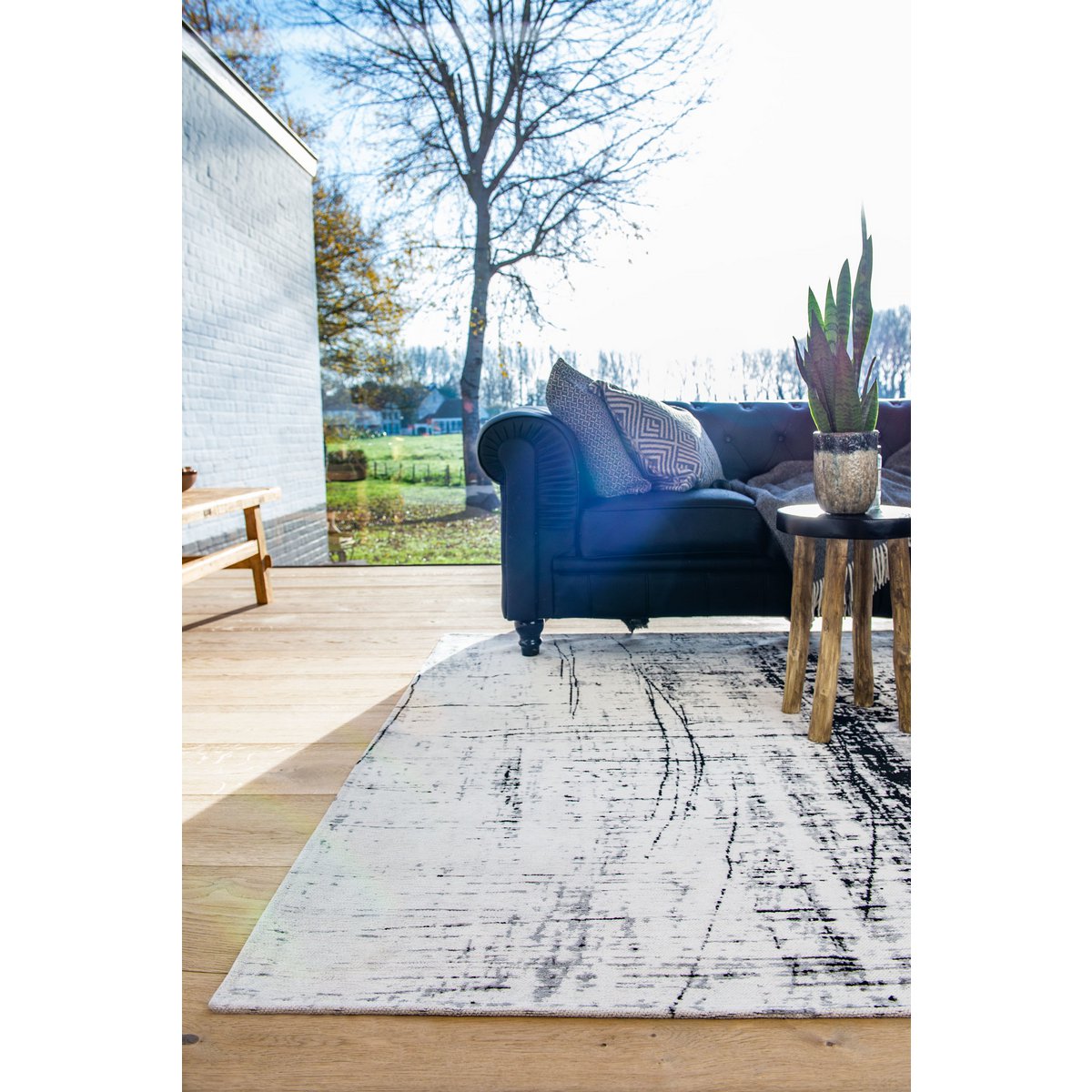 Détail des textures du Tapis Eco Metro Noir & Blanc