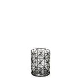 Photophore J-Line noir en métal avec motif glitter, vue de face