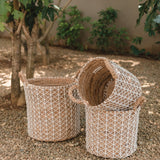 Panier KERSO en fibre de banane, taille M, motif tissé élégant