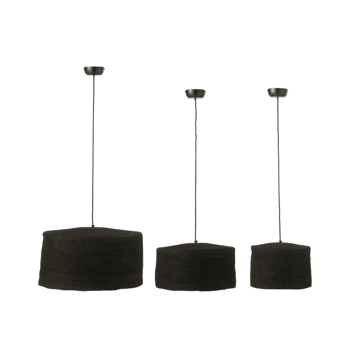 Lampe suspendue Moonj J-Line en rotin noir, vue de face