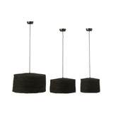 Lampe suspendue Moonj J-Line en rotin noir, vue de face