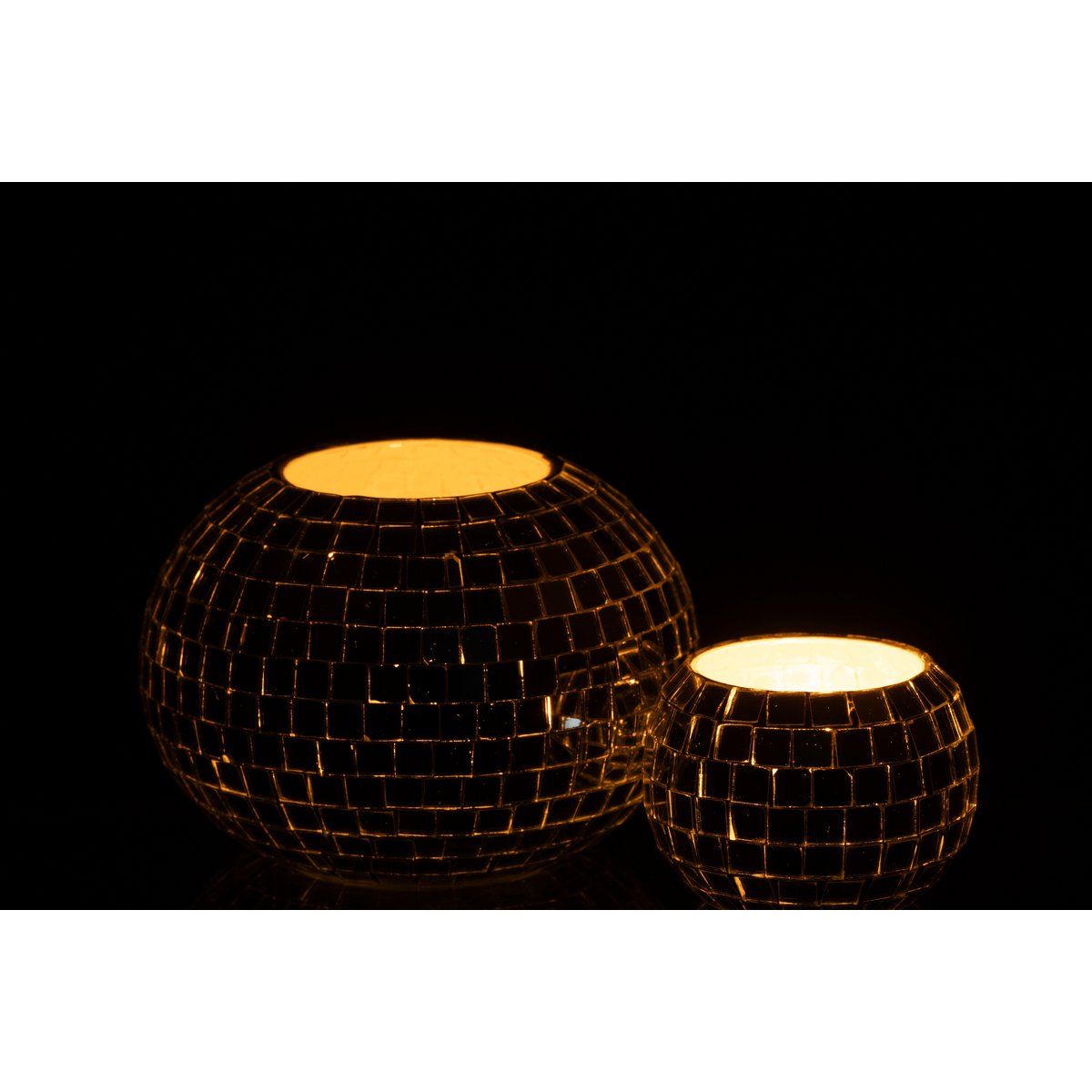Bougeoir J-Line Mosaic en verre argenté, vue latérale