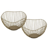 Panier de fruits Métal Ø 25 h 14 cm Panier à pain Ensemble 2 morceaux Bol de fruits Metal Noir ou or Round Wave