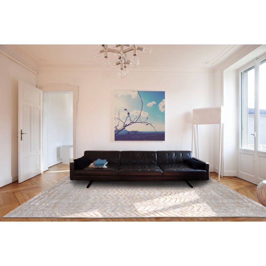 Tapis Eco Central Yellow dans un salon moderne
