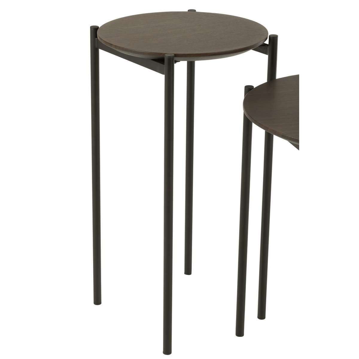 Table d'appoint J-Line Round en bois et métal marron foncé - vue 3