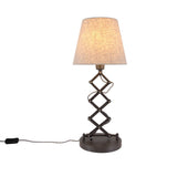 Lampe de poisson-scarnets "Adrienne", hauteur extensible de 37 à 71 cm, en métal brun avec parasols textiles de couleur naturelle, socket E27, éclairage pour le salon, salle à manger ou bureau