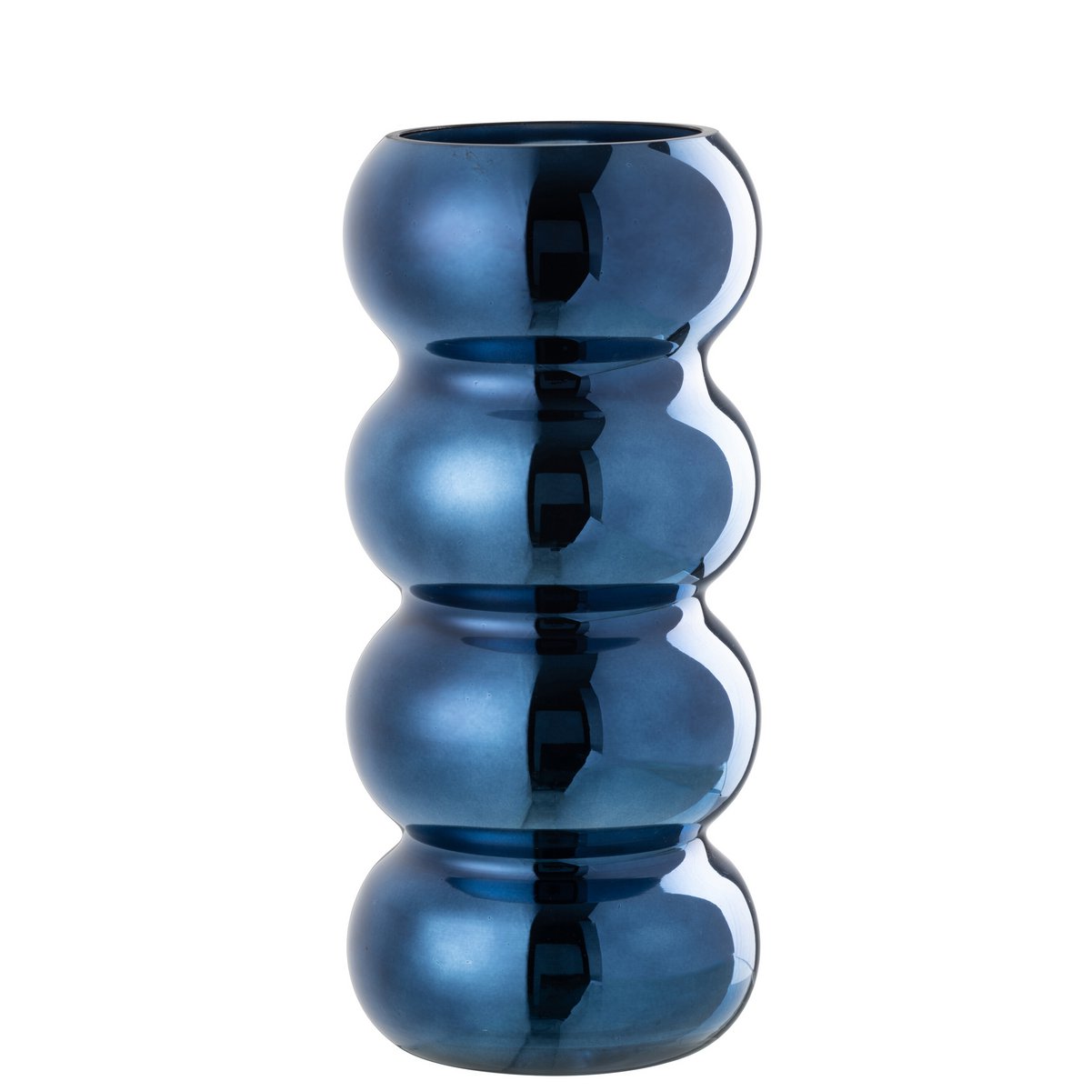 Vase décoratif en verre bleu J-Line, ambiance salon