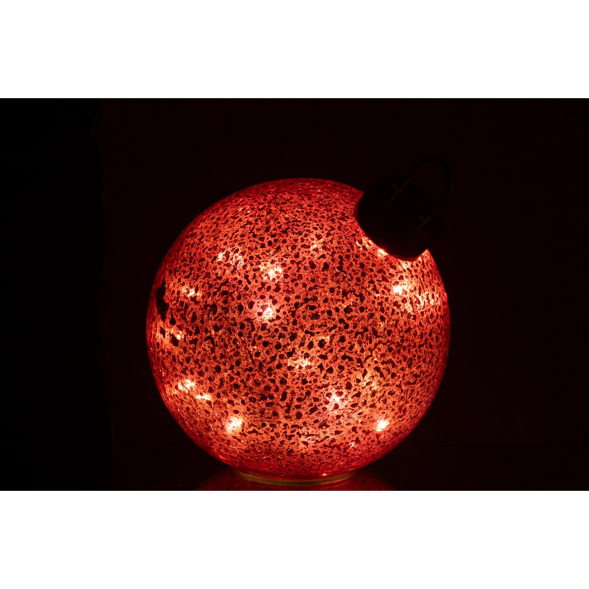 Détail de la boule de Noël J-Line en verre rouge - vue 3