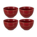 Bols en porcelaine rouge J-Line - Coffret de 4 élégants