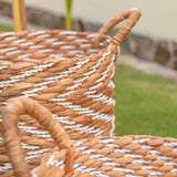 Panier rond tressé à motif rayé YALIMO en Jacinthe d'Eau (3 tailles)