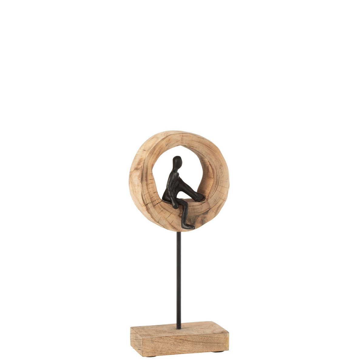 Figurine décorative J-Line Denk en bois et aluminium noir, vue latérale
