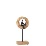 Figurine décorative J-Line Denk en bois et aluminium noir, vue latérale